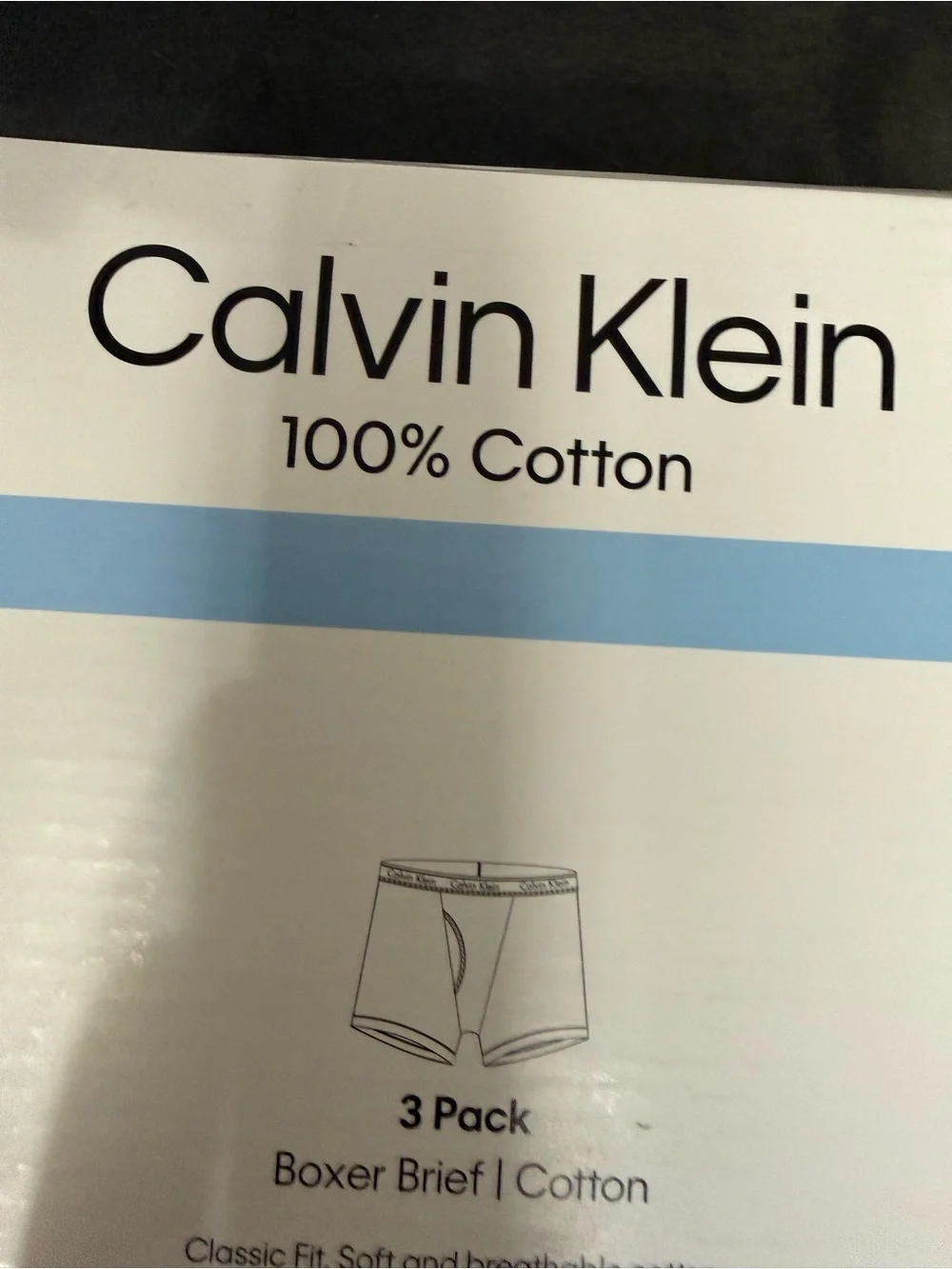 Calvin Klein 3-Pack Classic Fit Boxer Briefs - White & Blue